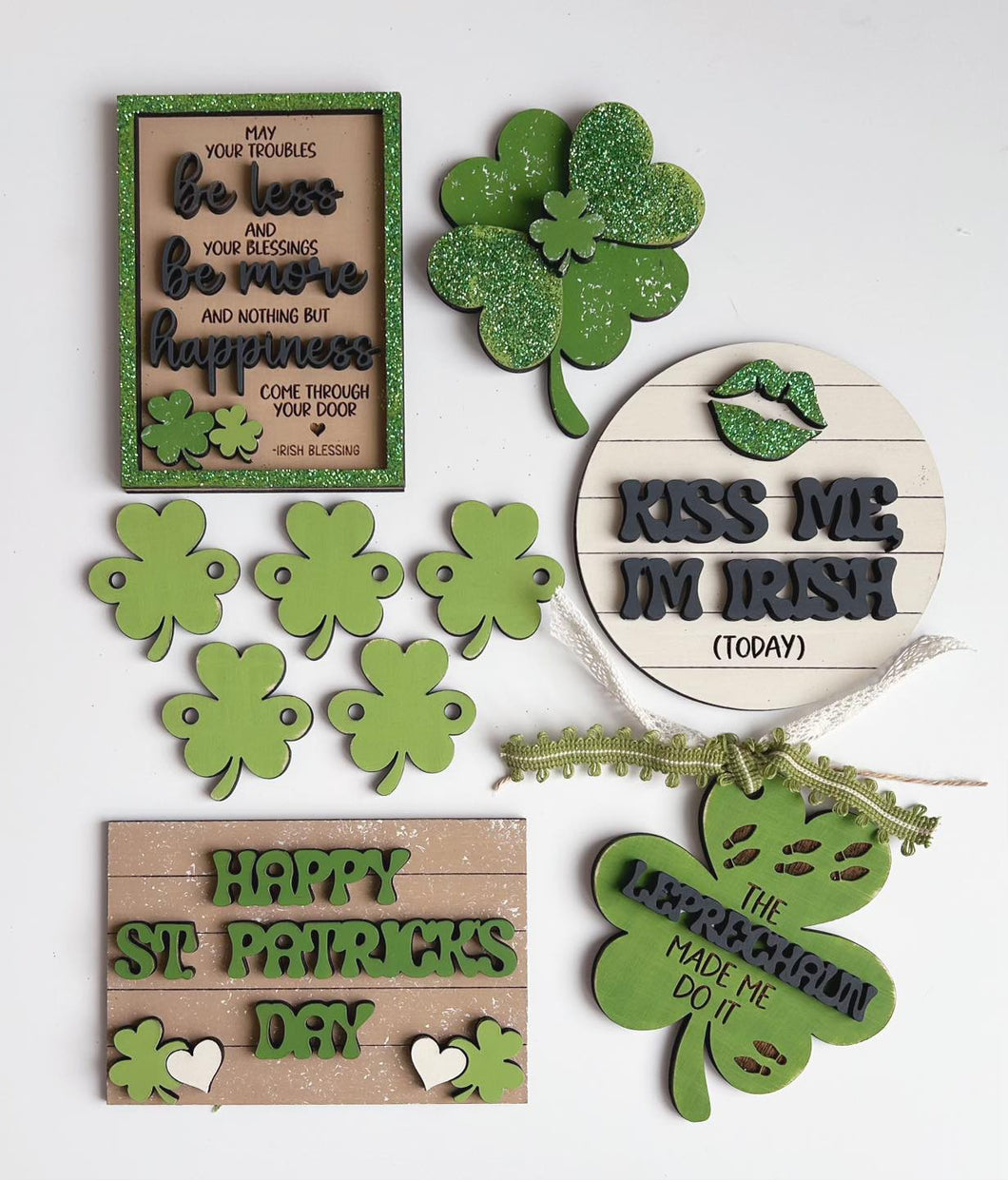 Irish Blessing St. Patrick's Day Tiered Tray - Unpainted - Choose a Piece or Entire Set
