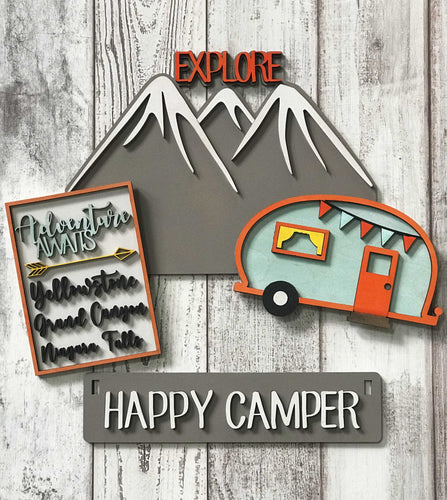 Happy Camper Interchangeable Inserts (for Wagon or Shelf Sitter), unpainted
