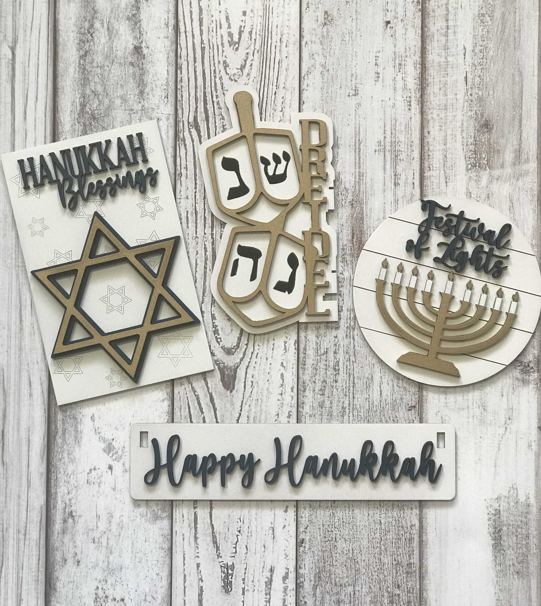 Hanukkah Interchangeable Inserts (for Wagon or Shelf Sitter), unpainted