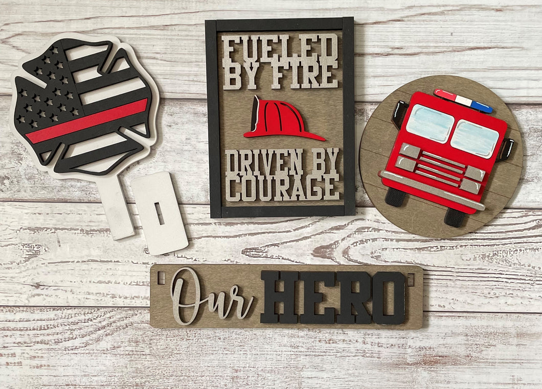 Our Hero - Firefighter Interchangeable Inserts (for Wagon or Shelf Sitter), unpainted