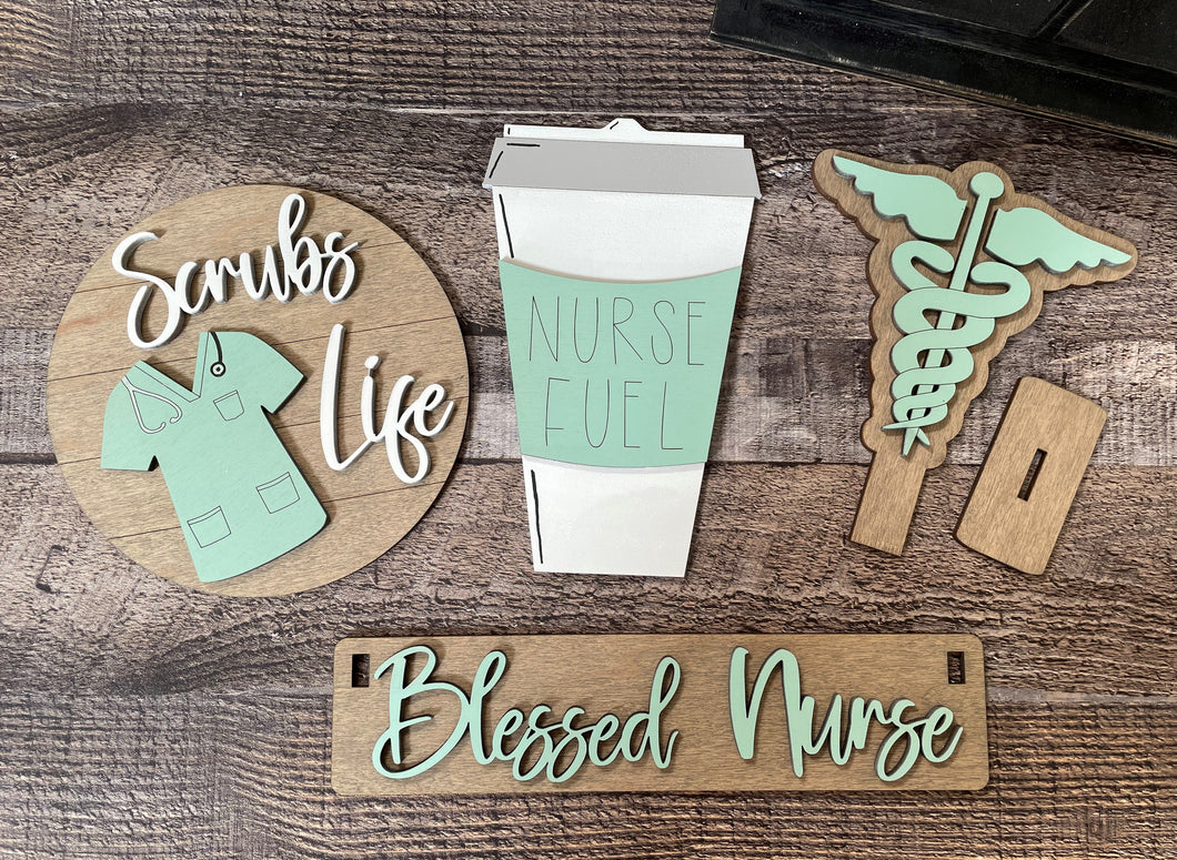 Blessed Nurse Interchangeable Inserts (for Wagon or Shelf Sitter), unpainted