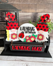 Load image into Gallery viewer, Gnome Lady Bug Interchangeable Inserts (for Wagon or Shelf Sitter), unpainted