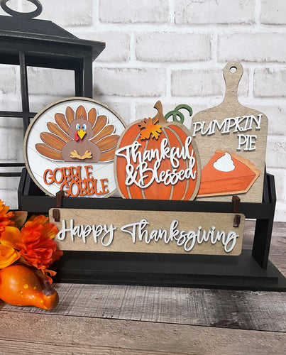 Happy Thanksgiving Interchangeable Inserts (for Wagon or Shelf Sitter), unpainted