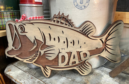 Laser Cut & Hand Painted DAD Fish Sign