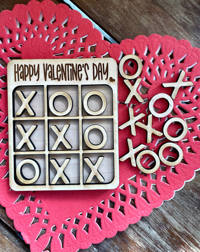 Personalized Valentine Tic Tac Toe (painted or unpainted)