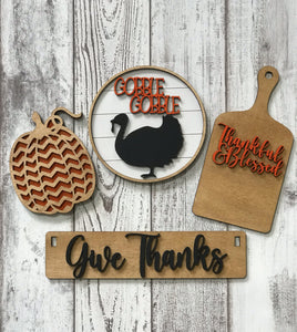 Give Thanks Interchangeable Inserts (for Wagon or Shelf Sitter), unpainted
